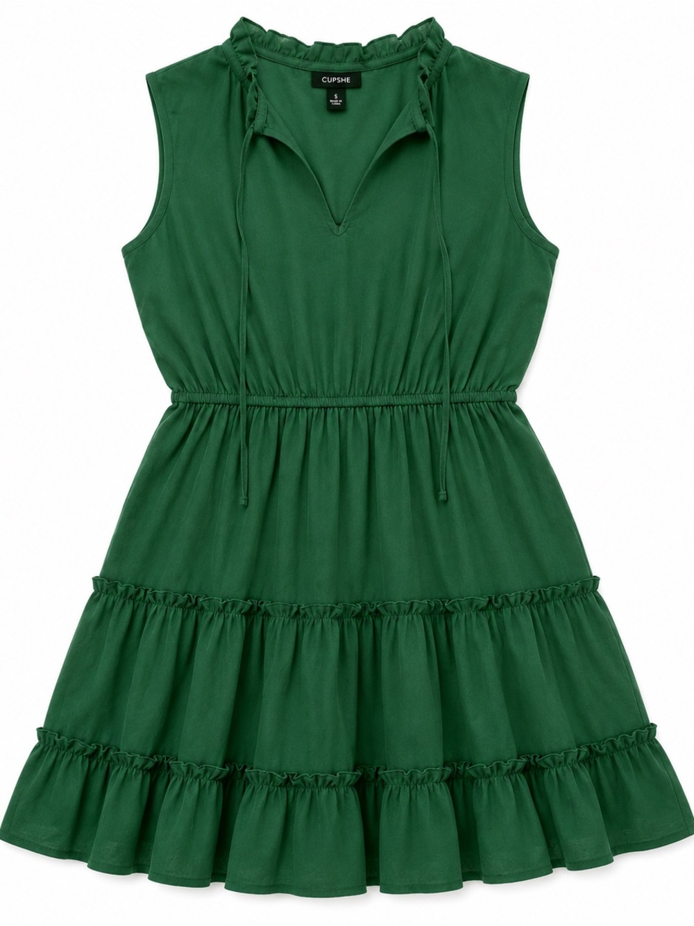 Cupshe Women’s Small Emerald Green Tiered Mini Dress NWT Ruffle Boho - Picture 2 of 10